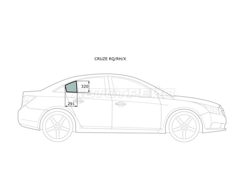 Стекло форточки (Цвет зеленый) Chevrolet Cruze 09-15  / Daewoo Lacetti 08-11 (XYG: CRUZE RQ/RH/X)