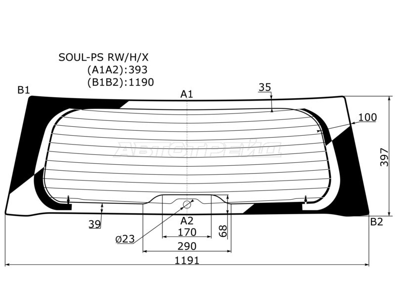 Стекло заднее (Цвет зеленый / Обогрев / 5D HBK) Kia Soul 13-19 (XYG: SOUL-PS RW/H/X)