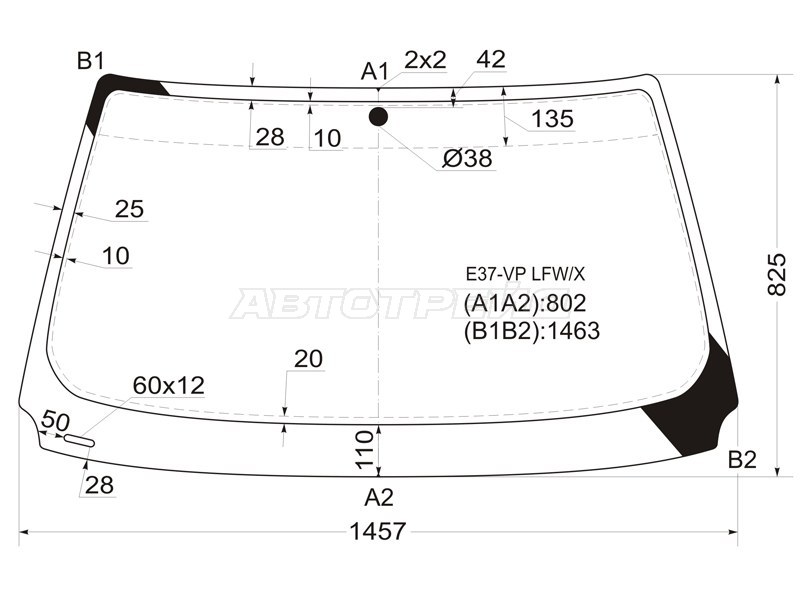 Стекло лобовое BMW 3-Series 90-00 (XYG: E37-VP LFW/X)