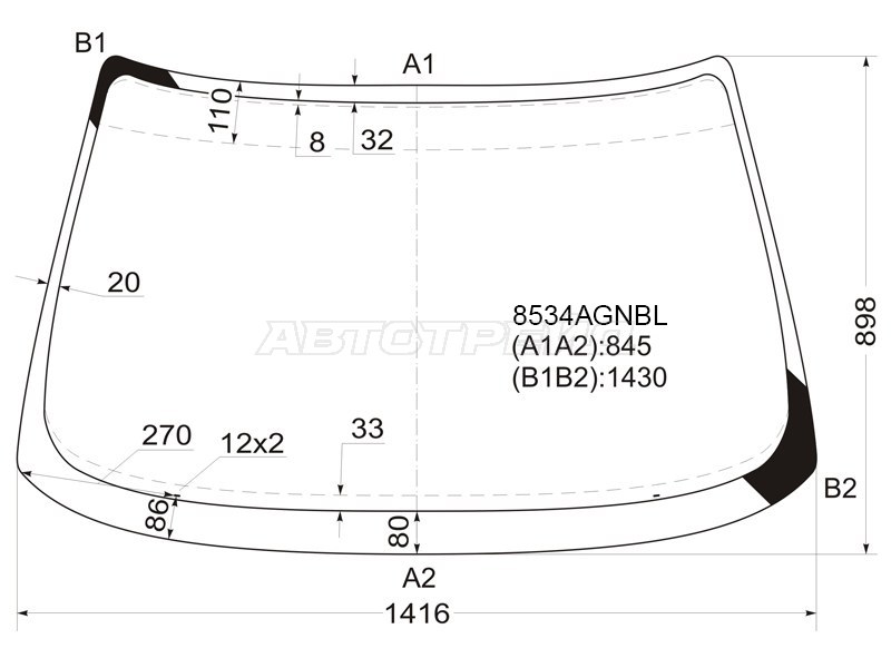 Стекло лобовое Audi 80 86-95 (FUYAO: 8534AGNBL)