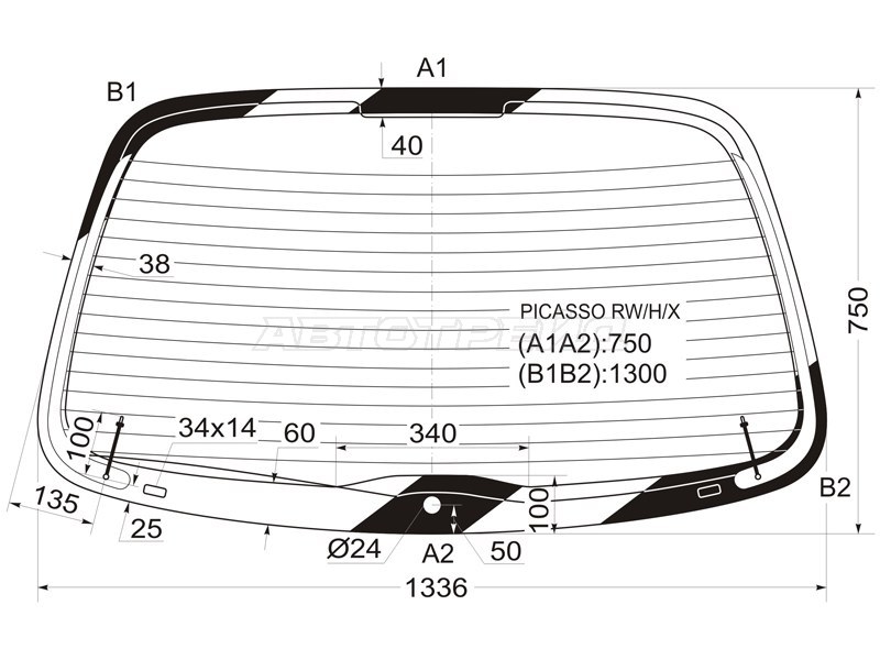 Стекло заднее (Цвет зеленый / Обогрев) Citroen Xsara Picasso 99-09 (XYG: PICASSO RW/H/X)
