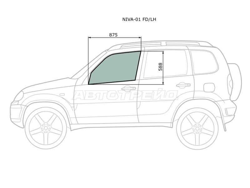 Стекло боковое опускное (Спереди / Слева / Цвет зеленый) Suzuki Escudo 97-05  / Grand Vitara 97-05  / Chevrolet Tracker 97-05  / Mazda Proceed Levante 98-99  / Suzuki Grand Escudo 00-05  / Grand Vitara XL-7 01-06 (XYG: TD52W FD/LH)