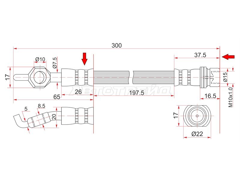 Шланг тормозной задний (Таиланд) TOYOTA CELICA /OPA /VISTA /ARDEO /WISH 99-05 LH=RH (SAT: ST-90947-02A37)