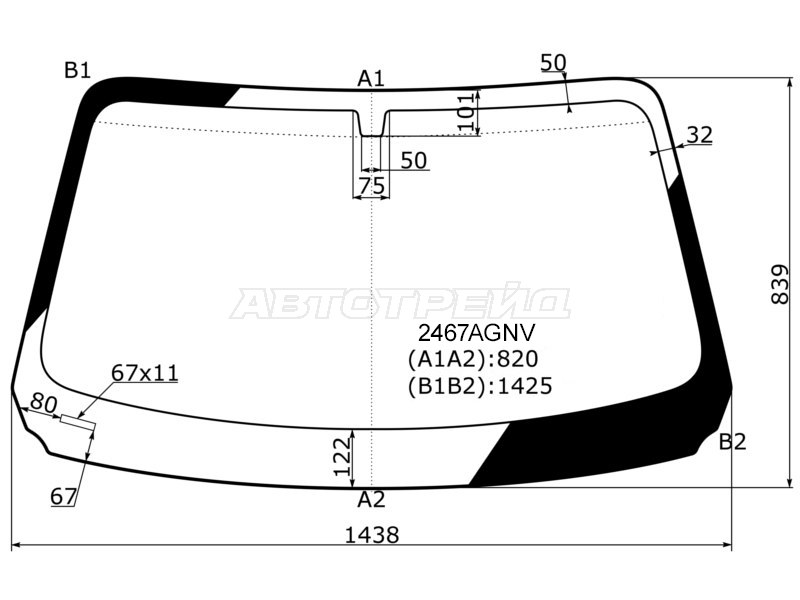 Стекло лобовое BMW 1-Series 11-19  / 2-Series 14- (FUYAO: 2467AGNV)
