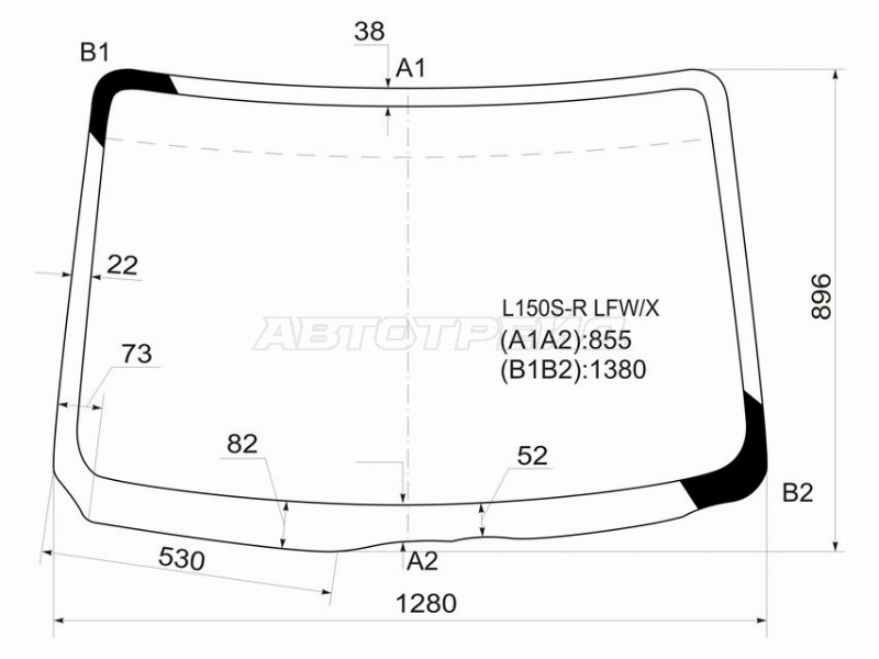 Стекло лобовое Daihatsu Move 02-06  / Move Latte 04-08 (XYG: L150S-R LFW/X)