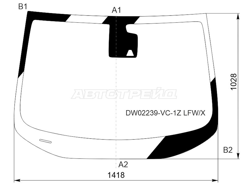 Стекло лобовое (Камера) Chevrolet Volt 15- (XYG: DW02239-VC-1Z LFW/X)