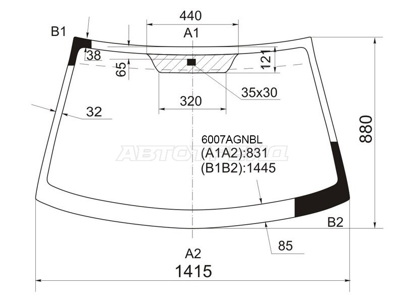 Стекло лобовое Nissan Almera 00-06  / Almera Classic 06-12  / Bluebird Sylphy 00-05 (FUYAO: 6007AGNBL)