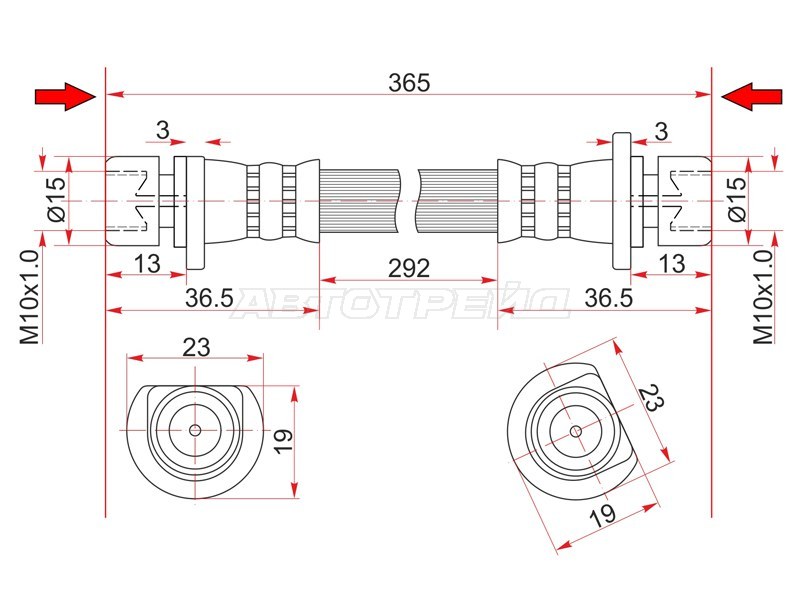 Шланг тормозной задний (Таиланд) HONDA CITY /FIT /JAZZ 01- /AIRWAVE /PARTNER 05- LH (SAT: ST-01468-SAA-000)