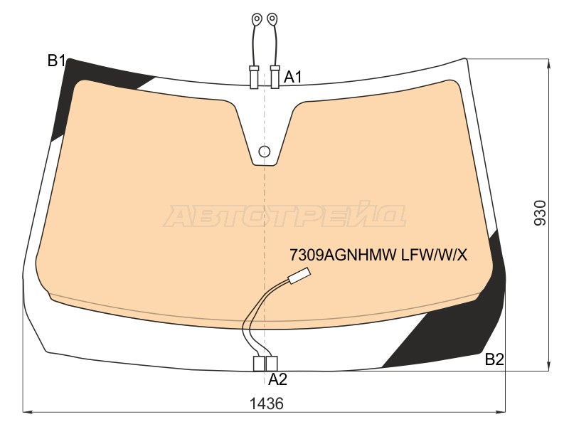 Стекло лобовое (Обогрев полный / Датчик дождя / Молдинг) Renault Arkana 18- (XYG: 7309AGNHMW LFW/W/X)