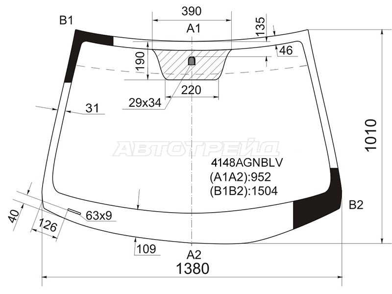 Стекло лобовое Hyundai Solaris 10-17  / Kia Rio 11-17  / Hyundai Accent 11-17 (FUYAO: 4148AGNBLV)