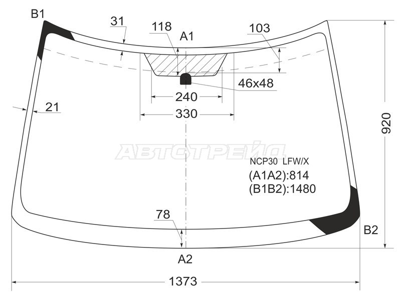 Стекло лобовое TOYOTA WILL CYPHA 02-05 (XYG: NCP30 LFW/X)