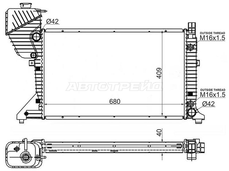 Радиатор Mercedes-Benz Sprinter 00-06  / Sprinter classic RUS 13-18 (SAT: MB0010-3)
