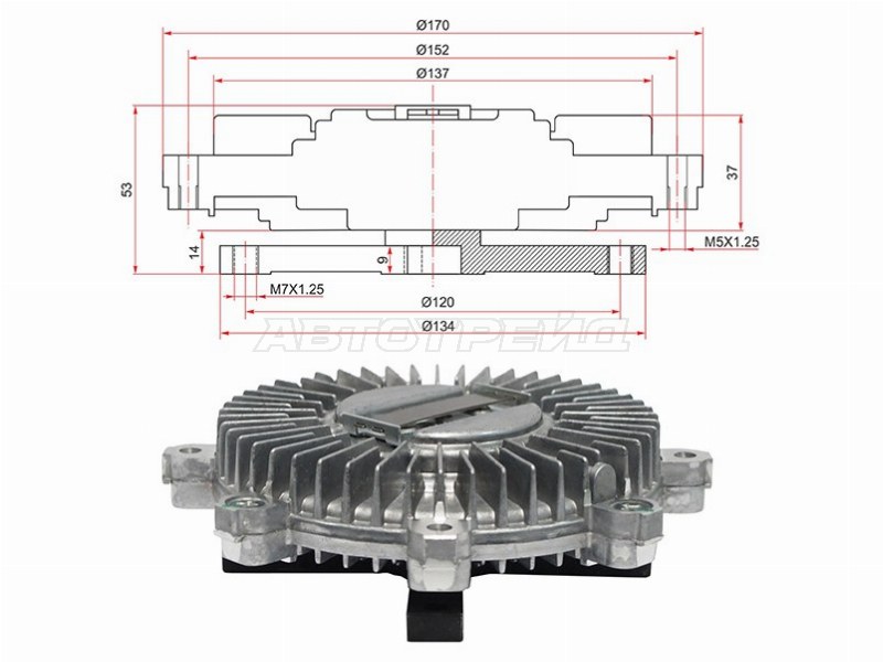 Вискомуфта Mitsubishi Pajero I.II 2.5TD 90-00, Space Gear 95-00 (SAT: ST-MD174185)