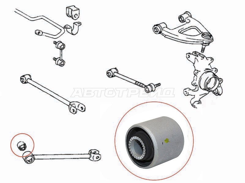 Сайлентблок задней продольной тяги TOYOTA CHASER /CRESTA /CROWN /MARK2 92-01 (SAT: ST-48725-22150)