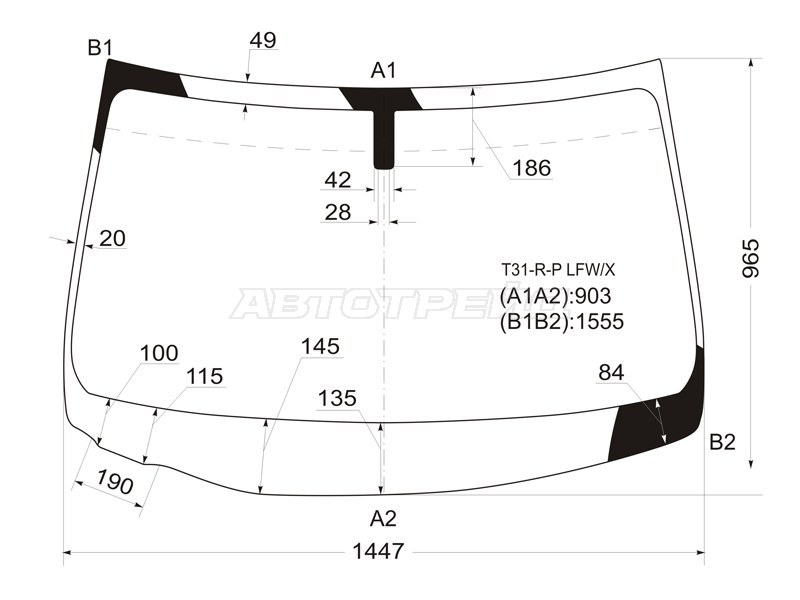 Стекло лобовое Nissan X-Trail 07-15 (XYG: T31-R-P LFW/X)