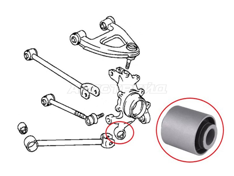 Сайлентблок неподвижный задней цапфы (к продол. тяге) TOYOTA CHASER /CRESTA /MARK2 /CROWN JZS155 92- (SAT: ST-42305-30040F)