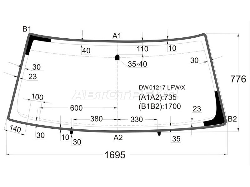 Стекло лобовое (Молдинг) Chevrolet Tahoe 95-07  / Cadillac Escalade 99-06  / Chevrolet Avalanche 03-06  / Silverado 99-07  / GMC Yukon 00-06 (XYG: DW01217 LFW/X)
