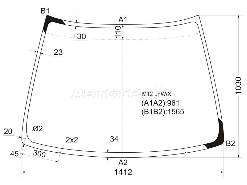 Стекло лобовое Nissan Liberty 98-04  / Prairie 98-04 (XYG: M12 LFW/X)