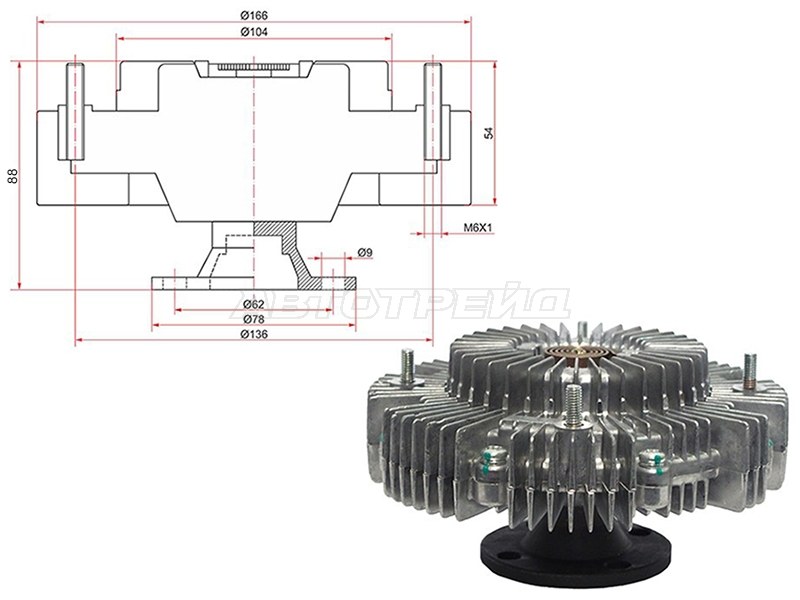 Вискомуфта TOYOTA LAND CRUISER 80,100 1F# 92- (SAT: ST-16210-66020)