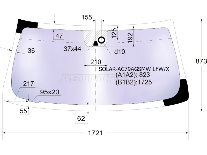 Стекло лобовое (Атермальное / Датчик дождя) Chevrolet Tahoe 06-14  / Cadillac Escalade 06-15  / Chevrolet Suburban 06-13 (XYG: SOLAR-AC79AGSMW LFW/X)