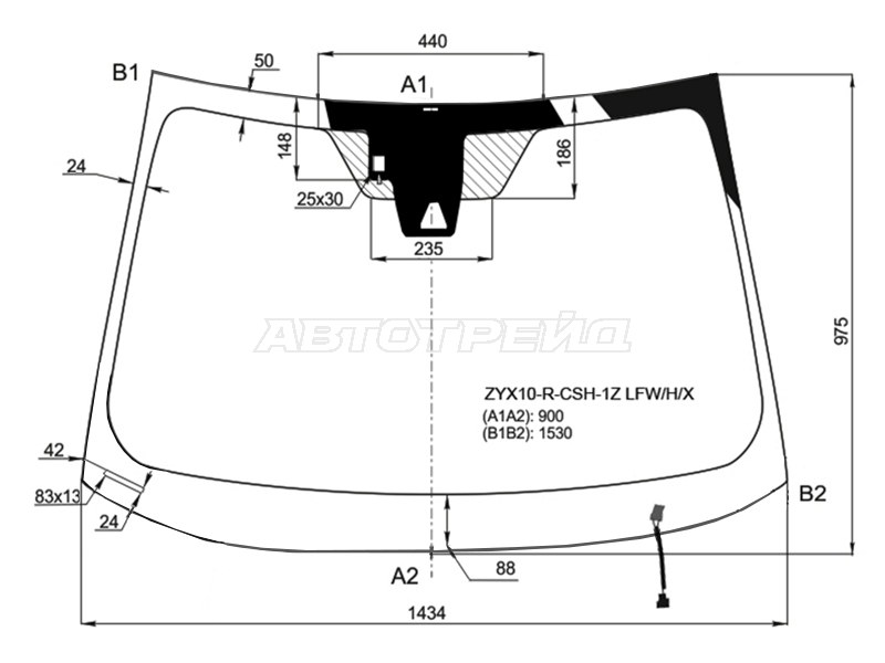Стекло лобовое (Обогрев щеток / Камера / Датчик дождя) Toyota C-HR 16-19 (XYG: ZYX10-R-CSH-1Z LFW/H/X)