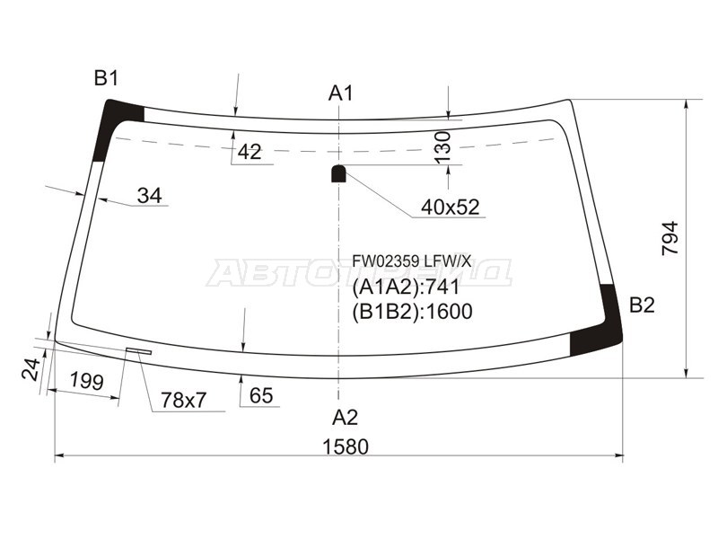 Стекло лобовое Toyota Sequoia 00-07  / Tundra 99-07 (XYG: FW02359 LFW/X)