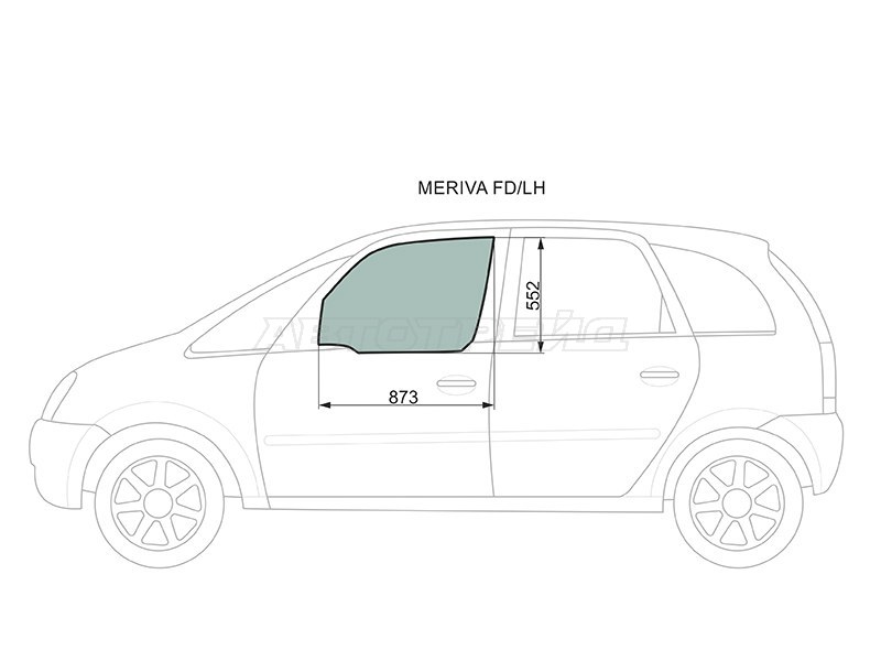 Стекло боковое опускное (Спереди / Слева / Цвет зеленый) Chevrolet Meriva 04-12  / Opel Meriva 03-10 (XYG: MERIVA FD/LH)
