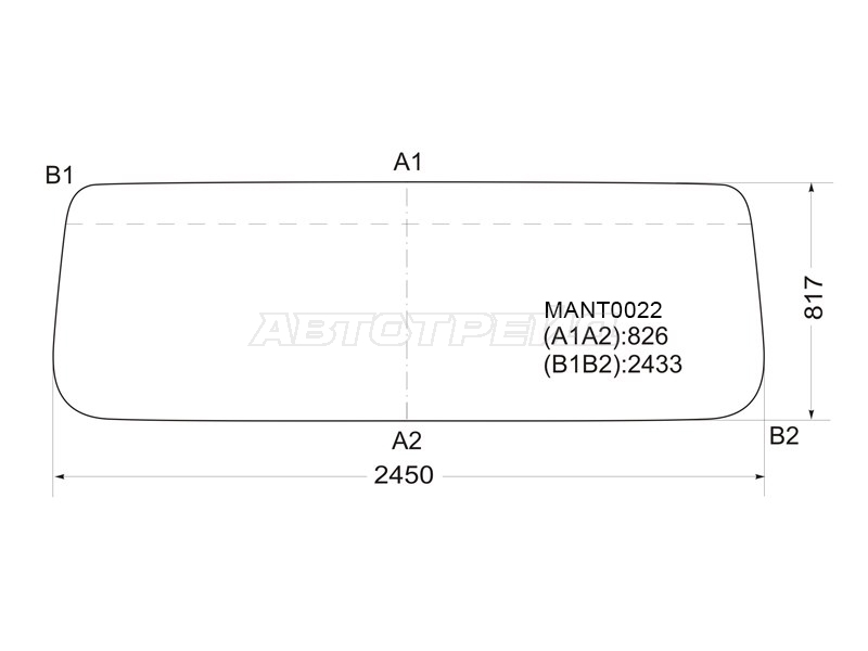 Стекло лобовое (Антенна) Man F-Series 86-95  / Shaanxi Shacman 06-  / Shacman F2000 06-  / F3000 12-  / X3000 19- (KMK: MANT0022)