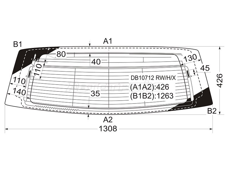 Стекло заднее (Цвет зеленый / Обогрев / Антенна / 5D WGN) Chrysler 300C 04-11  / Dodge Magnum 03-08 (XYG: DB10712 RW/H/X)