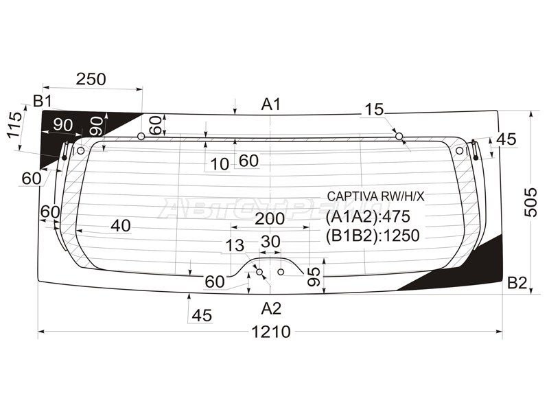 Стекло заднее (Цвет зеленый / Обогрев) Chevrolet Captiva 06-15  / Daewoo Winstorm 06-10  / Saturn Vue 07-10 (XYG: CAPTIVA RW/H/X)