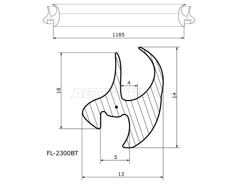 Молдинг лобового стекла (Сверху) Infiniti G25 10-14  / G35 06-09  / G37 08-14  / Nissan Skyline 06-15 (FLEXLINE: FL-2300BT)