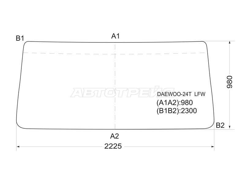 Стекло лобовое Daewoo Ultra Novus 97-19  / TATA Novus 05-23 (XYG: DAEWOO-24T LFW)
