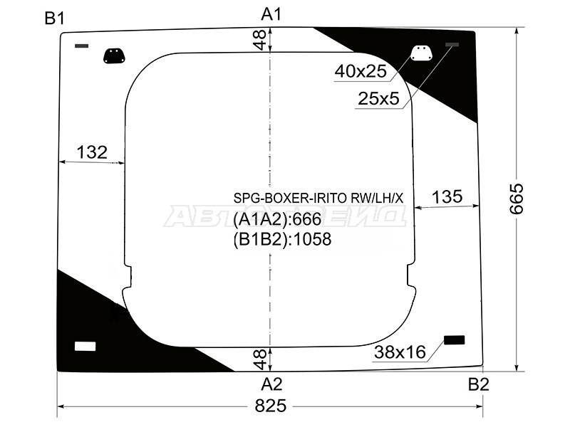 Стекло заднее (Цвет зеленый) Peugeot Boxer 06-  / Citroen Jumper 06-  / Fiat Ducato 06- (SAT: SPG-BOXER-IRITO RW/LH/X)