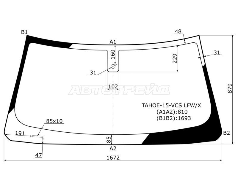 Стекло лобовое (Датчик дождя) Chevrolet Tahoe 13-21  / Cadillac Escalade 15-21  / GMC Yukon 15-21 (XYG: TAHOE-15-VCS LFW/X)