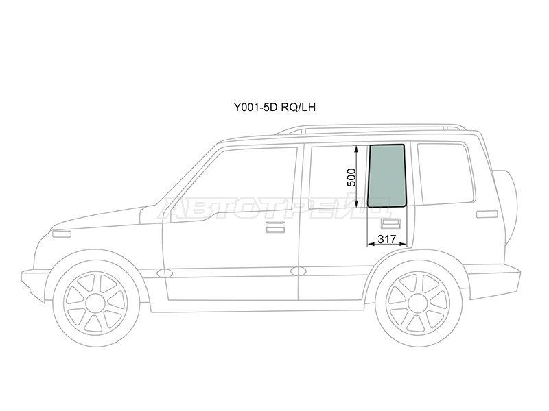 Стекло форточки (Цвет зеленый) Suzuki Escudo 88-97  / Chevrolet Tracker 88-97  / Mazda Proceed Levante 96-97  / Suzuki Vitara 88-04 (XYG: Y001-5D RQ/LH)