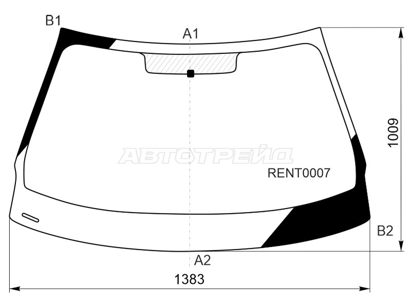 Стекло лобовое Renault Fluence 09-17  / Megane 08-16 (KMK: RENT0007)