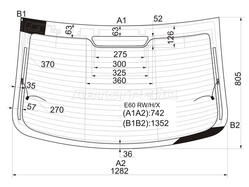 Стекло заднее (Цвет зеленый / Обогрев / Антенна) BMW 5-Series 03-10 (XYG: E60 RW/H/X)