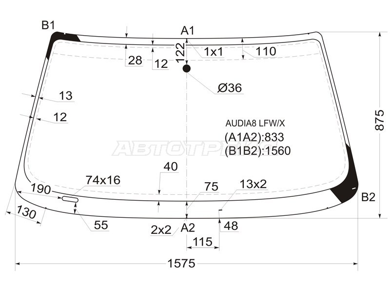 Стекло лобовое (Без выреза) Audi A8 94-02 (XYG: AUDIA8 LFW/X)
