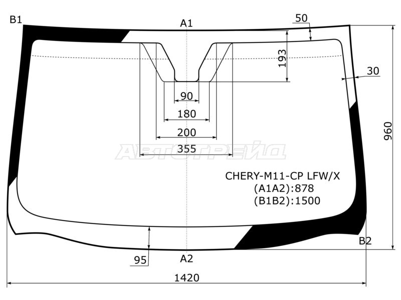 Стекло лобовое Chery M11 10-16 (XYG: CHERY-M11-CP LFW/X)