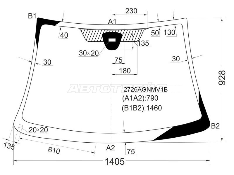 Стекло лобовое (Датчик дождя) Citroen C3 01-10 (FUYAO: 2726AGNMV1B)