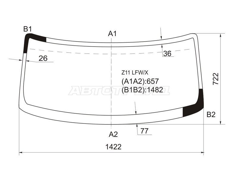 Стекло лобовое Nissan Cube 02-08  / Cube Cubic 03-08 (XYG: Z11 LFW/X)