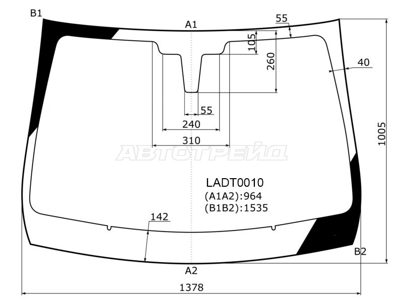 Стекло лобовое LADA XRAY 15-  / XRAY Cross 18- (KMK: LADT0010)