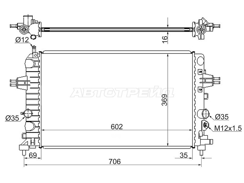 Радиатор Opel Astra 04-13  / Zafira 05-14  / Astra Family 11-14  / Astra GTC 04-15 (SAT: SG-OP0006-04-1-MT-R)