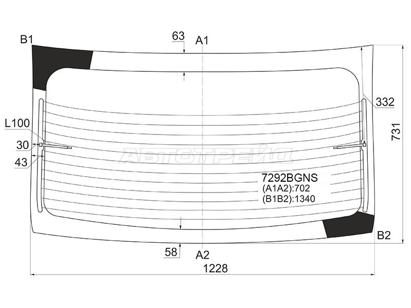 Стекло заднее (Цвет зеленый / Обогрев / 4D SED) Renault Logan 14-  / Dacia Logan 12-19  / Renault Logan Stepway 18- (SISECAM: 7292BGNS)
