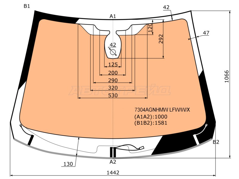Стекло лобовое (Обогрев полный / Датчик дождя / Молдинг) Renault Kaptur 16-20 (XYG: 7304AGNHMW LFW/W/X)