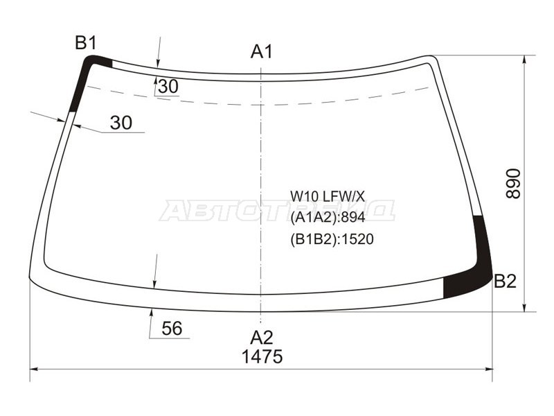 Стекло лобовое Nissan Primera 90-96  / Avenir 90-99 (XYG: W10 LFW/X)