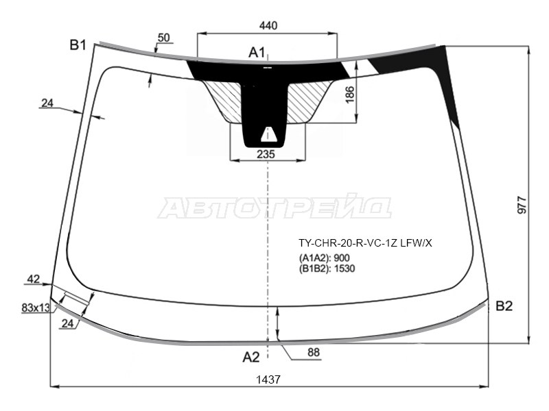 Стекло лобовое (Камера / Молдинг) Toyota C-HR 19- (XYG: TY-CHR-20-R-VC-1Z LFW/X)