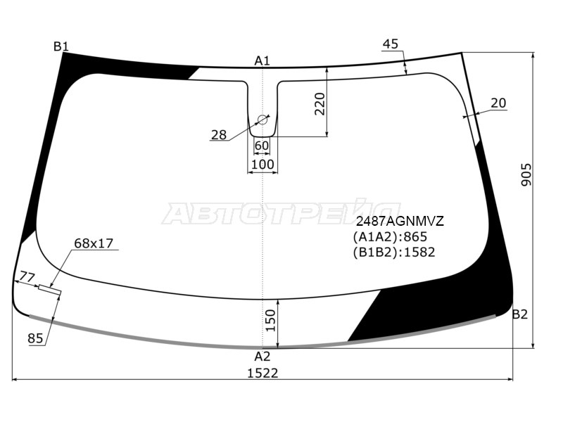 Стекло лобовое (Датчик дождя / Молдинг) BMW X3 17- (FUYAO: 2487AGNMVZ)