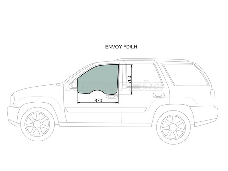 Стекло боковое опускное (Спереди / Слева / Цвет зеленый) Chevrolet TrailBlazer 01-10  / GMC Envoy 02-08  / Isuzu Ascender 03-09 (XYG: ENVOY FD/LH)
