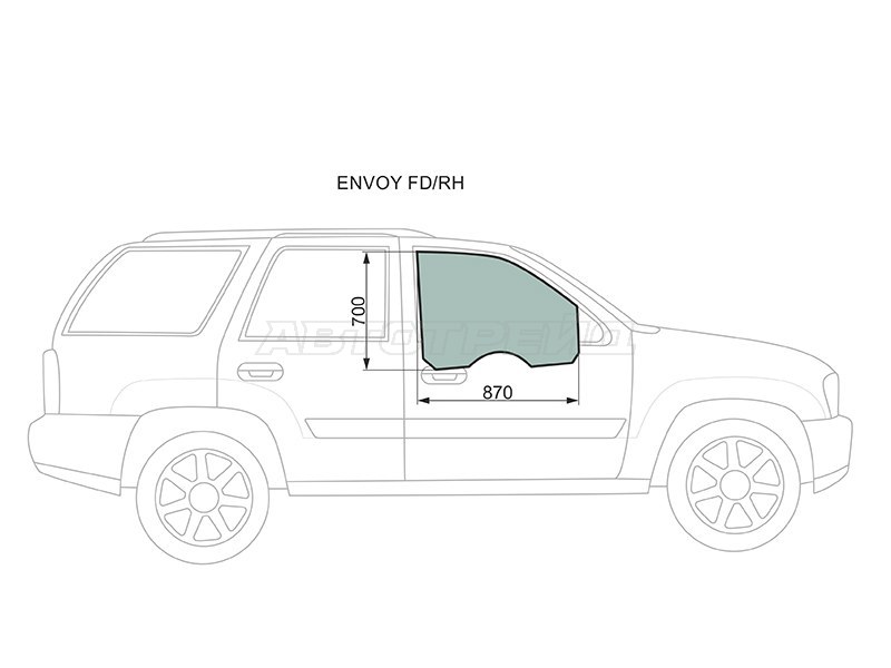Стекло боковое опускное (Спереди / Справа / Цвет зеленый) Chevrolet TrailBlazer 01-10  / GMC Envoy 02-08  / Isuzu Ascender 03-09 (XYG: ENVOY FD/RH)